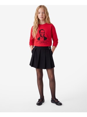 Koton Atatürk Baskılı Bisiklet Yaka Uzun Kollu Pamuklu Tişört