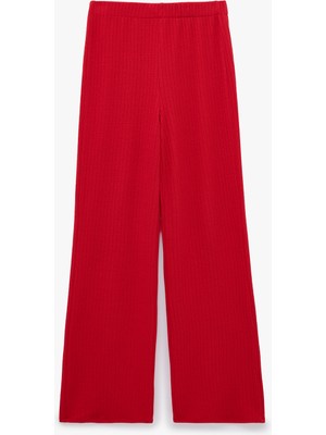 Koton Kaşkorse Kumaş Düz Bol Paça Pantolon