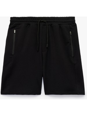 Koton Pamuklu Fermuarlı Cepli Straight Fit Beli Bağcıklı Spor Şort