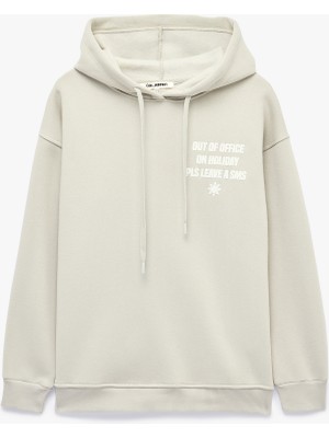 Koton Rahat Kalıp Şardonlu Kapüşonlu Uzun Kollu Arkası Baskılı Sweatshirt
