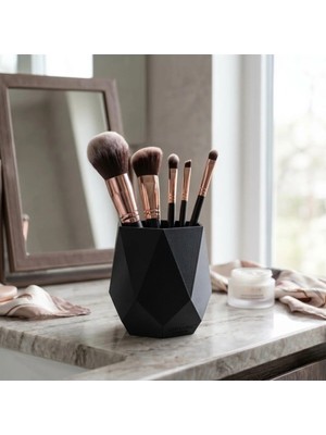 Maison Luré Çok Amaçlı Geometrik Aura Makyaj Fırçalık ve Kalemlik Organizer Siyah
