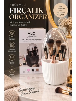 Maison Luré 7 Bölmeli Kapaklı Makyaj Fırçalık Organizer, Şık ve Pratik Kozmetik Düzenleyici