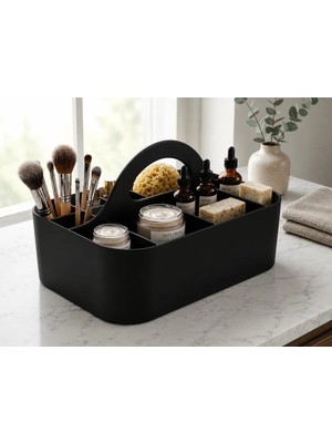 Maison Luré Çok Bölmeli 3D Baskı Taşınabilir Banyo ve Makyaj Organizeri Siyah Makyaj & Takı