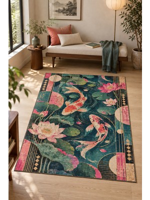 Rugs Modern Halı Dora Art Deco Vintage Geometrik Desenli Çok Renkli Ince Dokuma Taban Salon Halısı OZL180