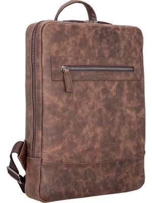 BloominBag Vıcenza Chestnut Brown 13–14 Inç Laptop Bölmeli Hakiki Deri Sırt Çantası
