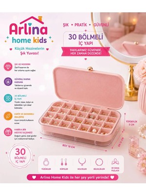 Maison Luré Şık 30 Bölmeli Pembe Takı Düzenleyici, Seyahat Çantası, Kolye Yüzük Organizer