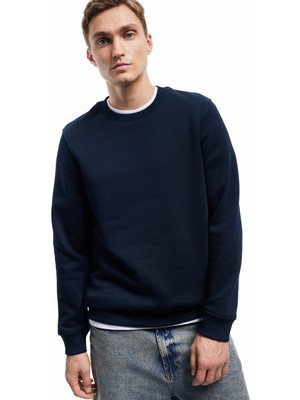 Koton Pamuklu Uzun Kollu Şardonlu Bisiklet Yaka Erkek Basic Sweatshirt