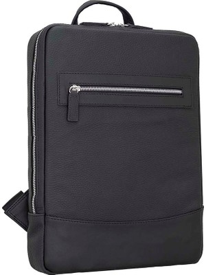 BloominBag Vıcenza Obsidian Black 13–14 Inç Laptop Bölmeli Hakiki Deri Sırt Çantası
