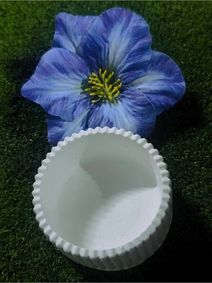 Maison Luré El Yapımı Taş Tozu Kase ve Mavi Hibiskus Çiçekli Saç Tokası Seti Makyaj & Takı
