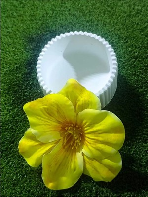 Maison Luré El Yapımı Taş Tozu Kase ve Sarı Hibiskus Çiçek Toka Seti Makyaj & Takı Organizeri