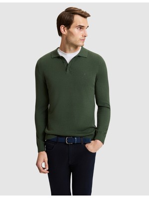 Pierre Cardin Koyu Haki Slim Fit Basic Kazak 50331477 VR111