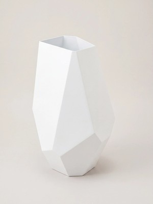 Ottolamp Göktaşı Saksı Metal Fasetli Geometrik Dekoratif Dış Mekan Çiçek Saksısı Ø36,5X58 cm