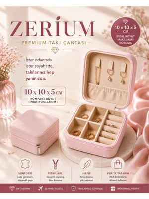 Maison Luré Şık Kadın Takı ve Çanta Organizeri, Trend Suni Deri, Pembe Renk Makyaj & Takı Organizeri