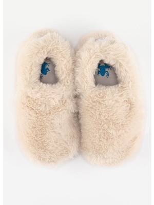 Hopfrög Furry Furry Kırık Beyaz Kürk Barefoot Patik