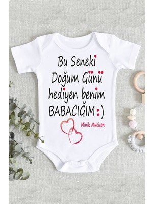 Limon Unisex Beyaz Doğumgünü Hediye Baba Bebek Zıbın Body