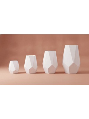 Ottolamp Göktaşı Saksı Metal Fasetli Geometrik Dekoratif Dış Mekan Çiçek Saksısı Ø36X68 cm