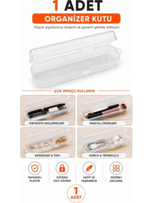 Maison Luré Çok Amaçlı Şeffaf Organizer Kutu, Takı ve Aksesuar Saklama 20X5 cm Makyaj & Takı