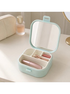 Maison Luré Mini Aynalı Çanta Boyu Makyaj ve Kozmetik Organizeri, Taşıma Saplı, 10X10X4 cm