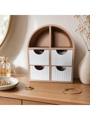 Maison Luré Çekmeceli Kemer Formlu Dekoratif Takı ve Aksesuar Organizer Makyaj & Takı Organizeri