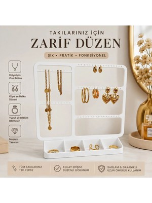 Maison Luré Şık Takı, Küpe ve Kolye Standı – Düzenli ve Zarif Saklama Çözümü Makyaj & Takı