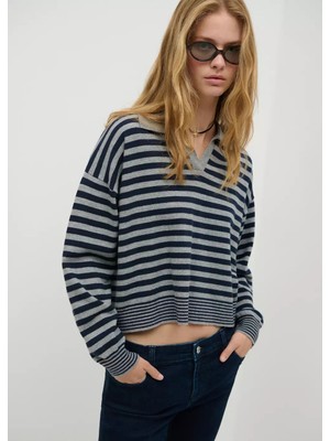 MANGO Teen Polo yaka çizgili kazak