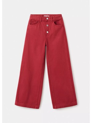 Mango Düğmeli Wide-Leg Jean Pantolon