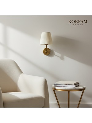 KorFam Kablosuz Pilli Aplik Krem Keten Şerit Kumaş Başlıklı Aplik
