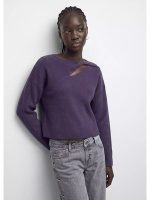 Mango Cut Out Detaylı Ribana Triko Bluz