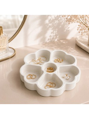 Maison Luré Çiçek Desenli Bölmeli Takı Organizeri, 14 Cm, Yüzük, Küpe ve Kolye Saklama