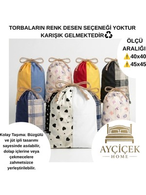 Maison Luré Çok Amaçlı Jüt Ipli Bez Torba, Seyahat ve Ev Düzenleyici Makyaj & Takı Organizeri