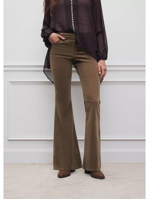 MANGO Teen Fitilli kadife flared pantolon