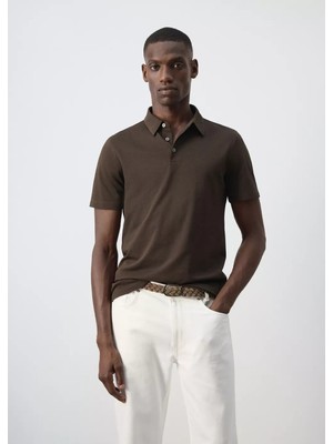MANGO Man Regular fit pamuk karışımı polo yaka tişört