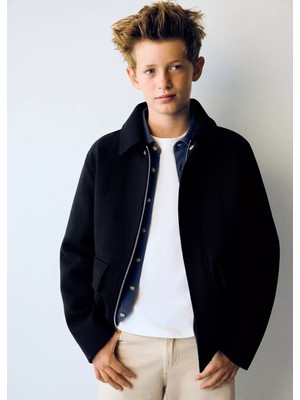 MANGO Kids Yama cepli kısa palto