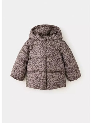 MANGO Baby Leopar desenli kapitone anorak