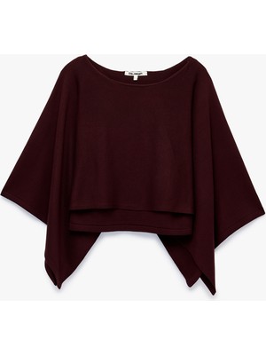 Koton Triko Panço Pelerin Kazak Kayık Yaka 3/4 Yarasa Kol Crop