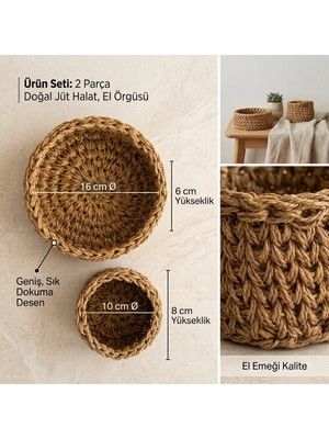 Maison Luré El Yapımı Hasır Organizer ve Dekorasyon Seti, Şık ve Çok Amaçlı 2'li
