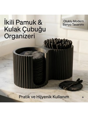Maison Luré Ikili Makyaj Pamuğu ve Kulak Çubuğu Organizer, Oluklu Tasarım Makyaj & Takı Organizeri