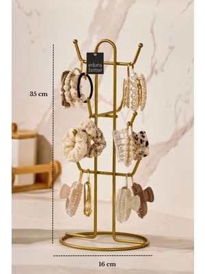 Maison Luré Şık Metal Takı ve Aksesuar Düzenleyici, 6 Bölmeli Masaüstü Stand Makyaj & Takı