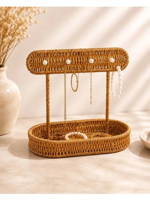 Maison Luré Şık ve Fonksiyonel Rattan Takı Organizi Oval, Düzen ve Güzellik Sağlar