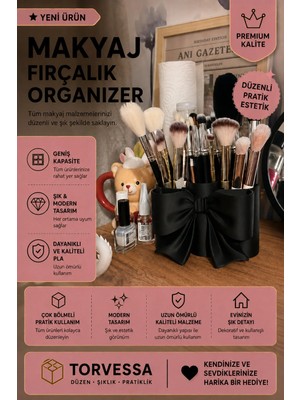 Maison Luré Şık ve Kullanışlı Fiyonk Tasarımlı Makyaj Fırçalık Organizer Makyaj & Takı Organizeri