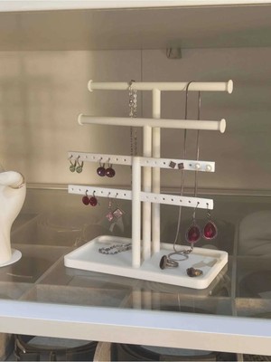 Maison Luré Çok Katlı Beyaz Takı Düzenleyici, Kolye ve Küpe Organizer Makyaj & Takı Organizeri