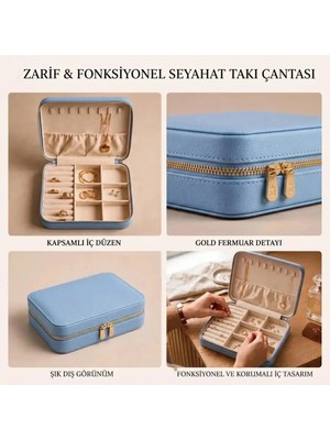 Maison Luré Bebek Mavi Deri Takı Düzenleyici, Seyahat ve Ev Kullanımı Için 22X17CM