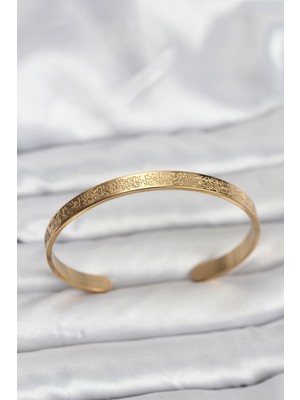 Efnaz Style 316L Çelik Gold Renk Ayetel Kürsi Yazılı Bileklik