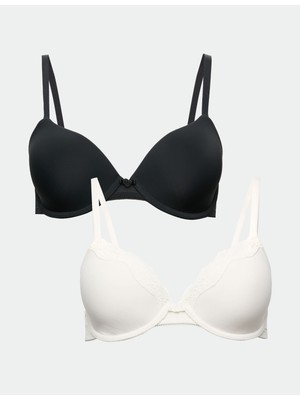 Marks & Spencer Dikişsiz Çiçek Dantelli Demi Cup Sütyen