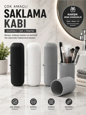 Maison Luré Çok Amaçlı Kapaklı Saklama Kabı, Seyahat ve Banyo Düzenleyici Makyaj & Takı Organizeri