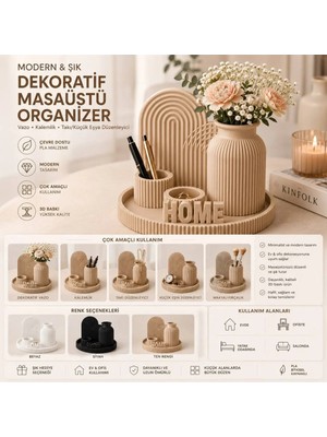 Maison Luré Şık 3D Baskı Dekoratif Masaüstü Organizer ile Düzenli ve Estetik Alan