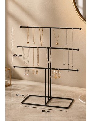 Edora Home Siyah 6 Kollu Metal Takı Standı - Kolye, Küpe, Bileklik Düzenleyici Masaüstü Takı Organizeri