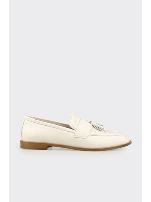 Elle Ecru Leather Women's Casual Shoes