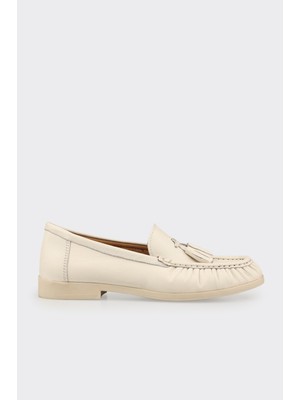 Elle Ecru Leather Women's Casual Shoes