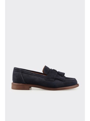 Elle Lacivert Deri Kadın Günlük Loafer